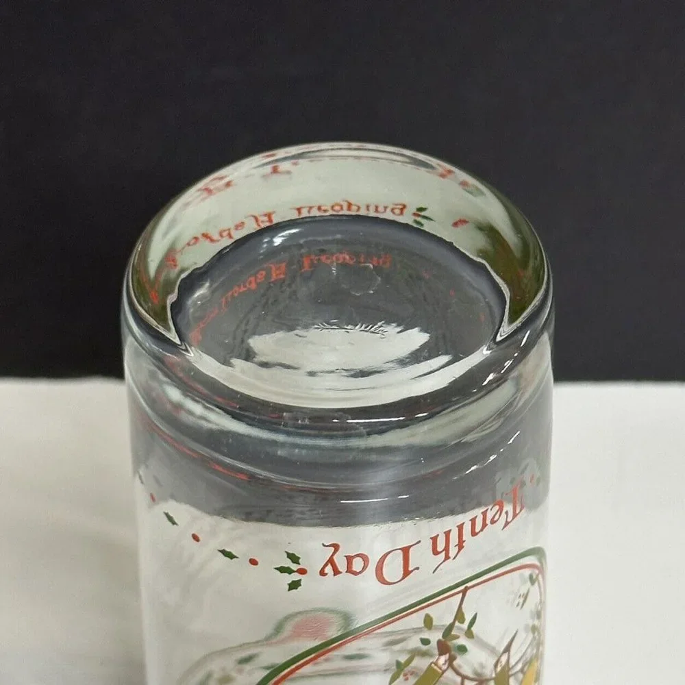 12 Days of Christmas Glass Tumbler TENTH DAY 10 Lords A‎ Leaping Anchor Hocking